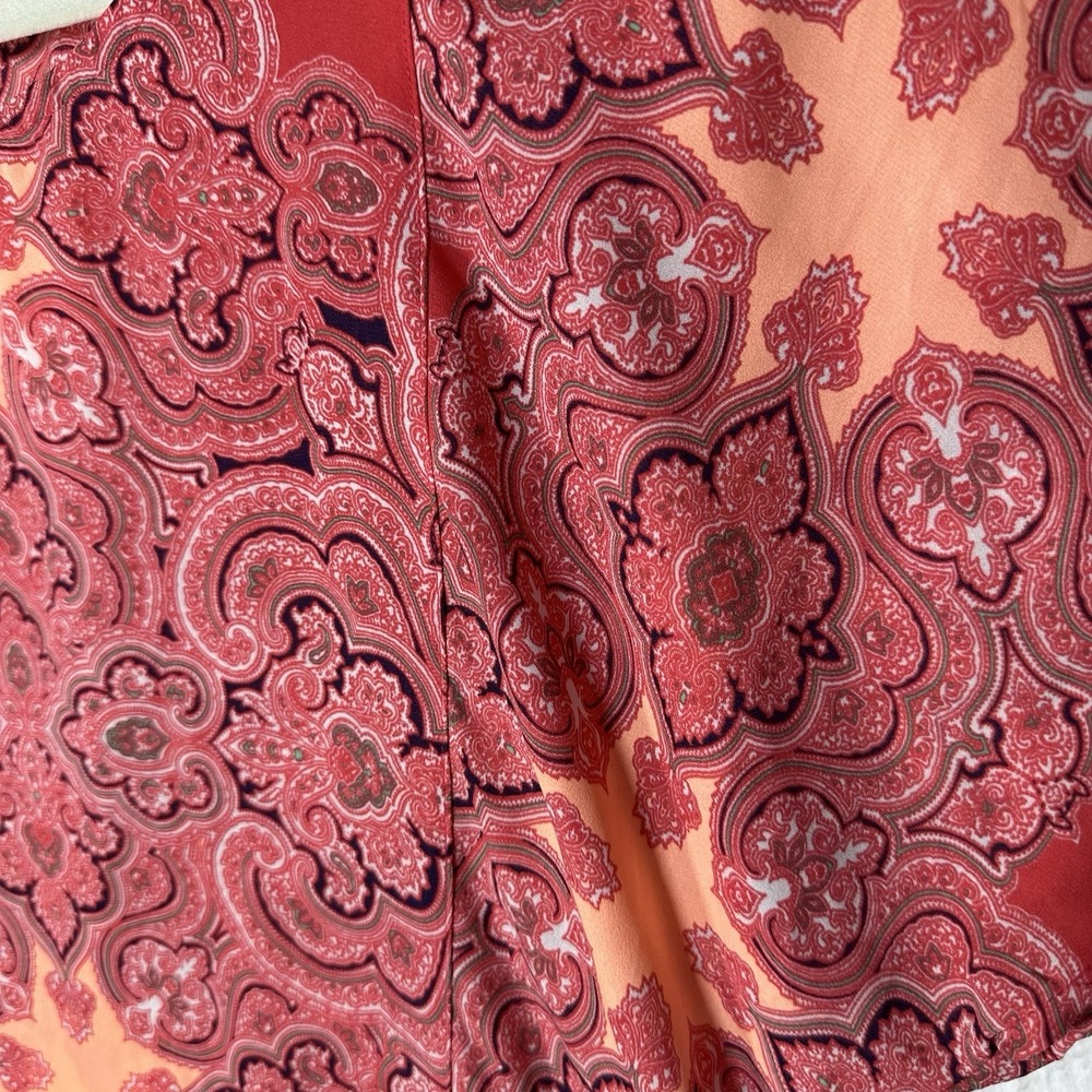 a.n.a. Paisley Peplum Blouse XL Red Boho Romantic Cottagecore Lightweight Top - Picture 4 of 10